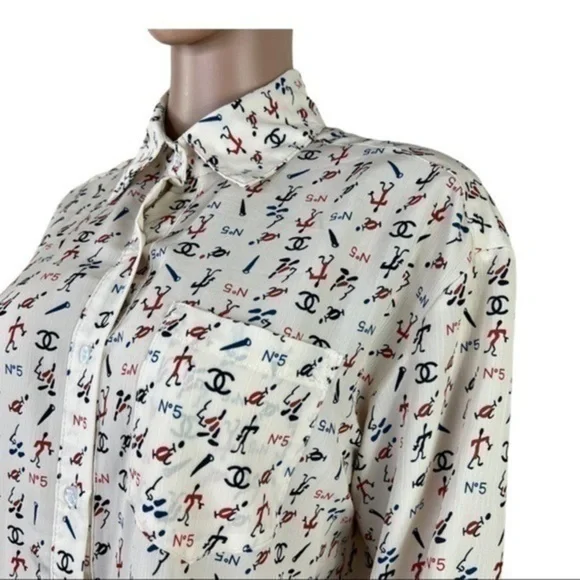 Women Top Blouse Buttons Down Later C Sz Small - Picture 11 of 12